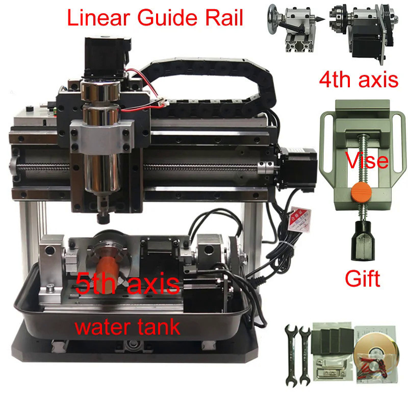 Mini CNC Router 3020 DIY Metal Engraving Wood Router 4 Axis 5 Axis Woodworking Lathe 500W USB Port S