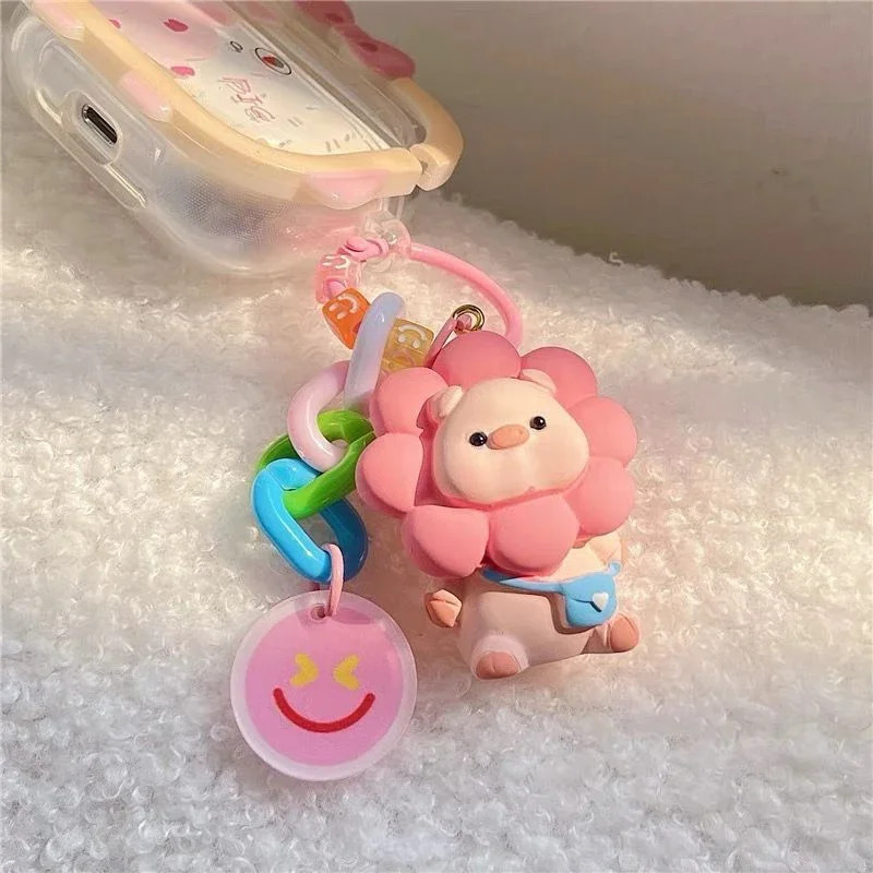 การ์ตูนหมูดอกทานตะวันเรซิ่นพวงกุญแจน่ารักรถพวงกุญแจสร้างสรรค์นักเรียนกระเป๋าเป้สะพายหลังจี้ตกแต่ง - รูปที่ 5