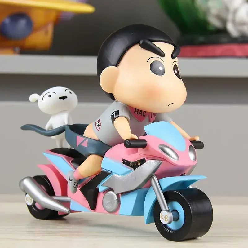 อะนิเมะ Crayon Shin-Chan Figuras ของเล่น Shin Chan ตุ๊กตารถจักรยานยนต์ Movable ยาง Action Figure มังงะFigurine รูปปั้นของขวัญสําหรับเด็ก