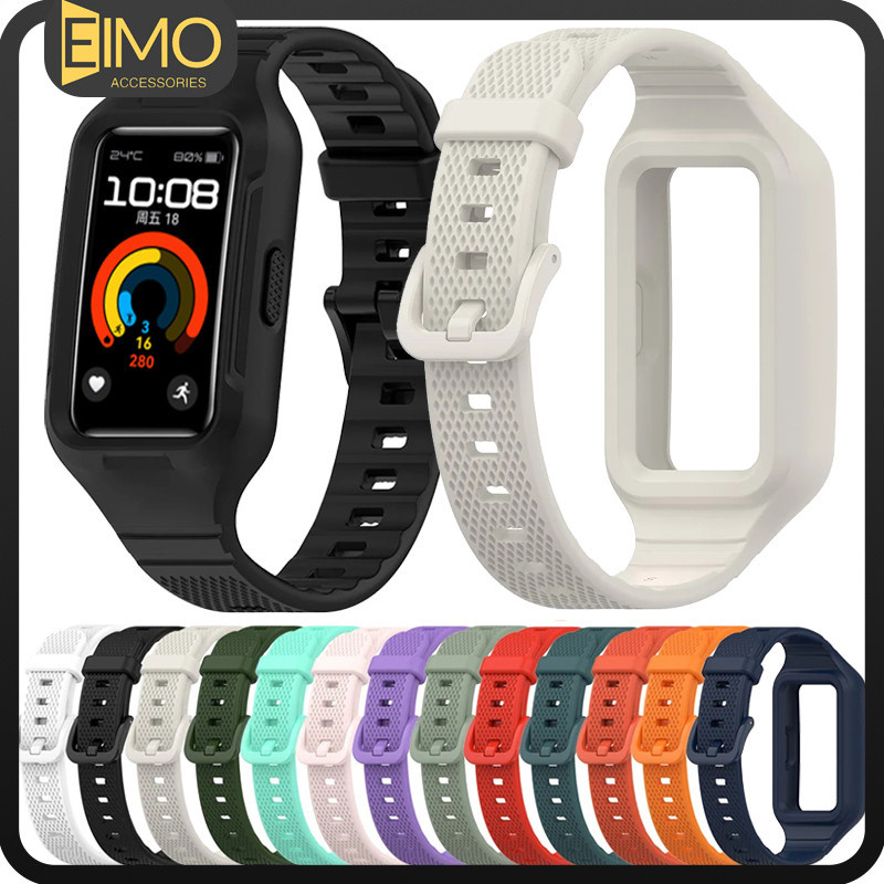 ซิลิโคนสายคล้องคอ Huawei Band 9 8 7 พื้นผิว 2 ใน 1 ฟิล์มป้องกันหน้าจอกันชนปกสปอร์ตเทป for Smartwatch for Huawei Band 8 9