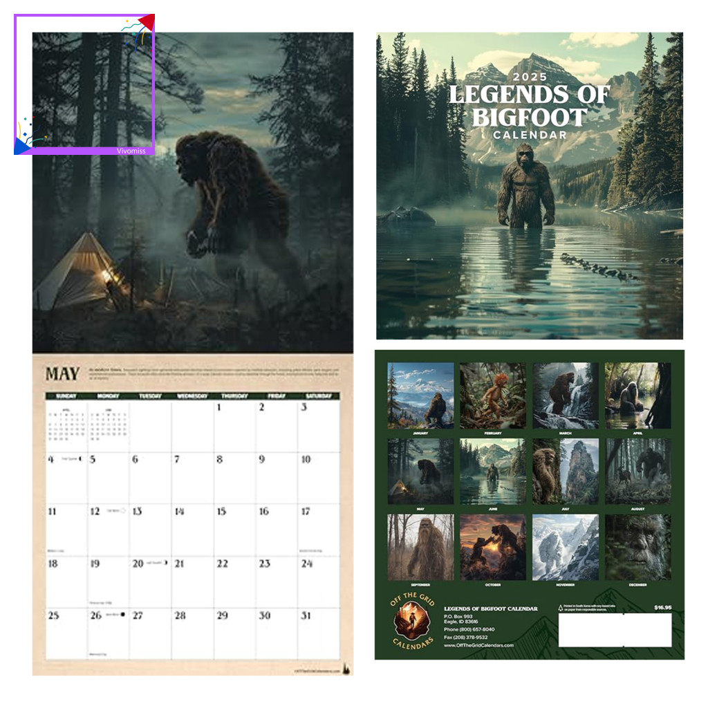 [VM] Adventure Lover Calendar Sasquatch Themed Calendar 2025 Sasquatch Wall Calendar Mythical Sasqua