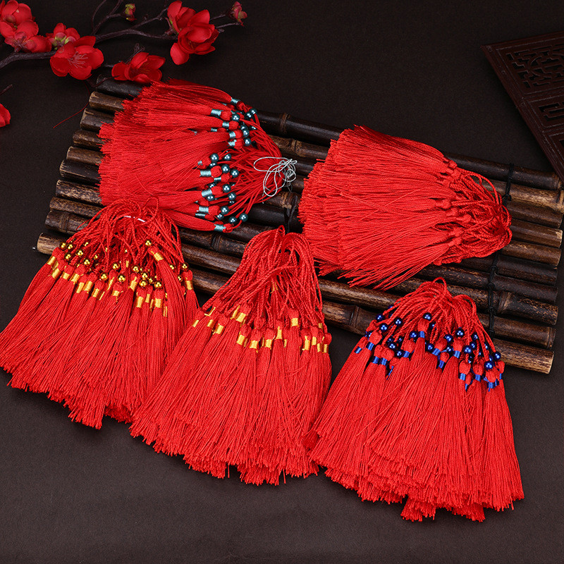 10 ชิ้นพู่ Silky Handmade Soft Tassels หยกลูกปัด Tassels DIY Craft เครื่องประดับพวงกุญแจรถ Decor