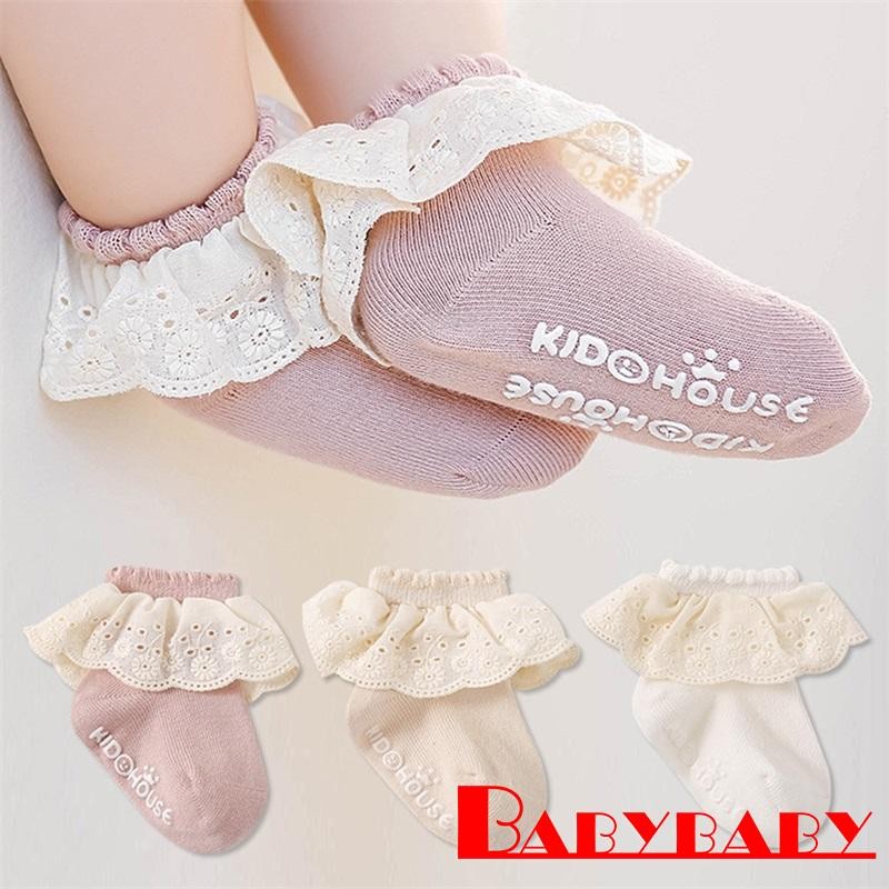 Bab-toddler Girls Autumn Lace Trim Crew Socks