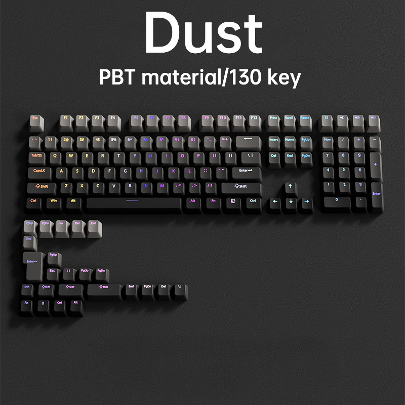 Pbt Keycap OEM ฝุ่นสีเทาด้านข้างแกะสลัก Trans-light Keycap บุคลิกภาพ Gradual เปลี่ยนกระบวนการการติดเชื้อคีย์บอร์ดเครื่องกลการปรับแต่ง