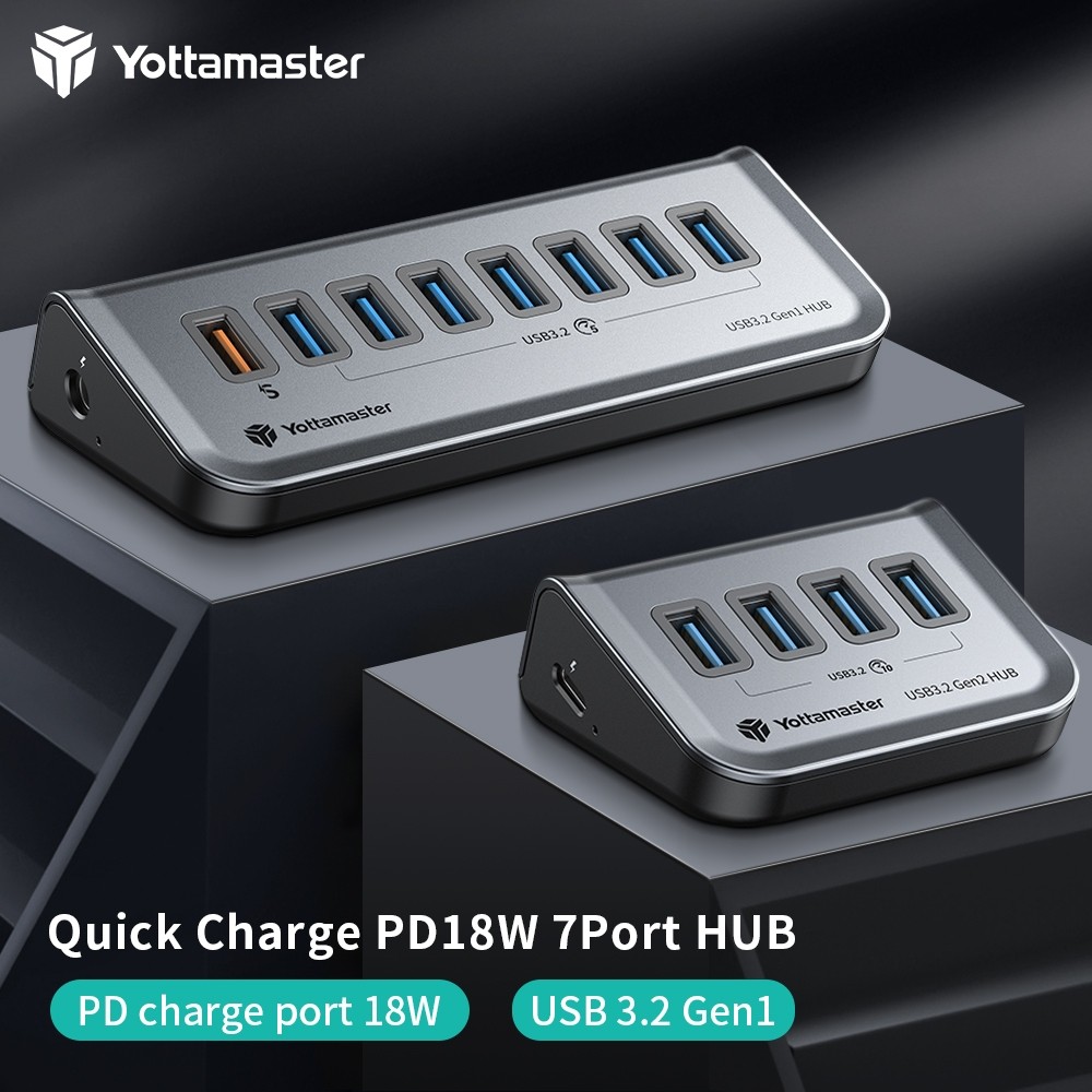 Yottamaster 10Gbps PD60W USB3.2 Gen2 ประเภท C HUB หลายพอร์ตความเร็วสูงขยาย Docking Station แบบพกพา USB C OTG Extension HUB สําหรับ MacBook Windows Linux อะแดปเตอร์แยกภายนอก