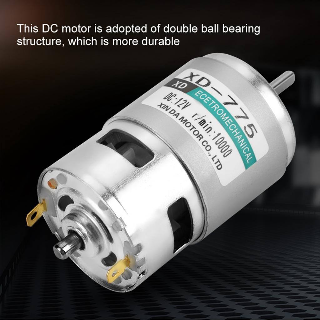 XD-775 12V/24V ความเร็วสูงเสียงรบกวนต่ำ Double Ball Bearing แปรง DC มอเตอร์