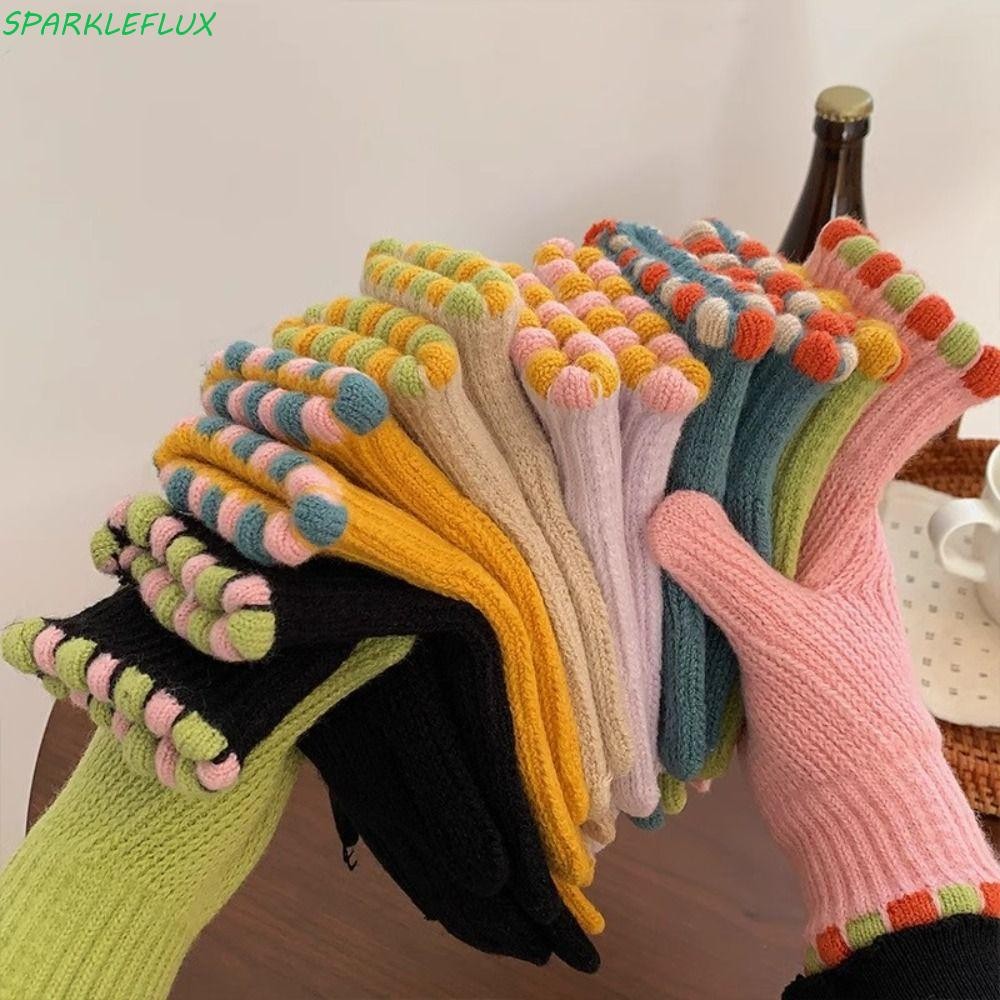 ประกายไฟ ถุงมือหน้าจอสัมผัส, เกาหลีสีทึบผู้หญิงถักถุงมือ,ยืดหยุ่น กันลม กลางแจ้งเล่นสกีนักเรียนฤดูหนาวนวมหญิง
