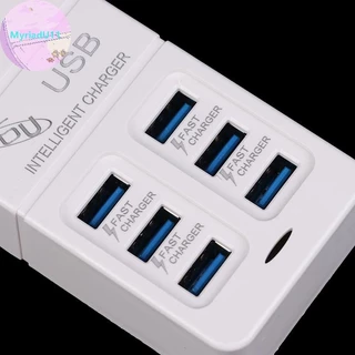 Myriadu 1PC US Plug 6 พอร์ต Multiport USB Charger 35W PD Type-C โทรศัพท์มือถือ Fast Charge Wall Chargers TypeC USB Hub อะแดปเตอร์ TH