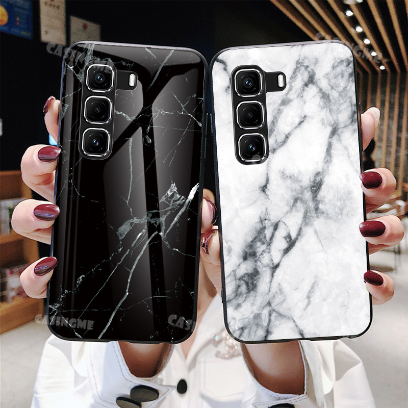 Infinix HOT 50 Pro + 2024 กระจกนิรภัยเคสโทรศัพท์สําหรับ Infinix HOT 50Pro + 50Pro Hot50Pro + 50i 50 Pro Plus + Pro + 4G 5G 2024 กันกระแทกปลอกนุ่ม Hard ฝาหลัง