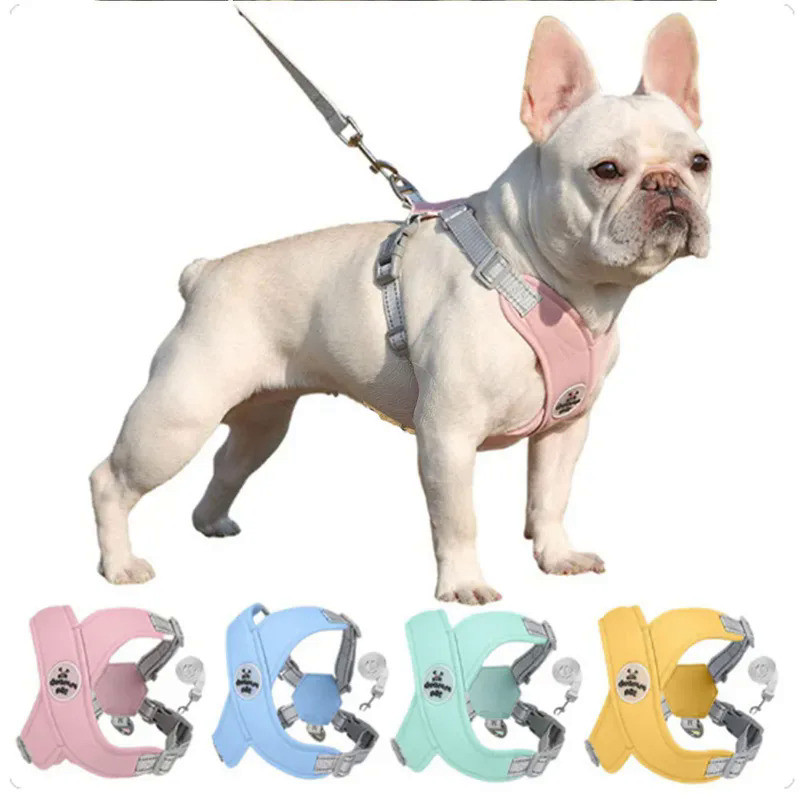 X Dog Harness and Leash Set Breathable Pet Chest Strap Reflective French Bulldog Vest Harness for Sm