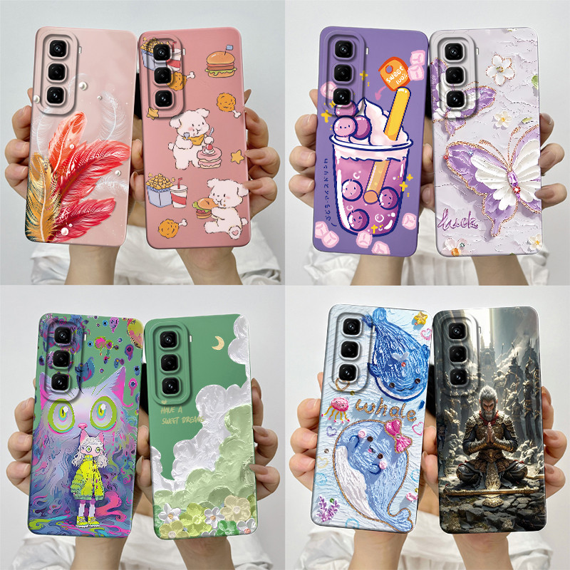 สําหรับ Infinix Hot 50 Pro 4G X6881 เคสโทรศัพท์ซิลิโคนอ่อนนุ่มหวานทาสีเปลือกการ์ตูน Funda น่ารักพิมพ์ป้องกันกรณี Coque