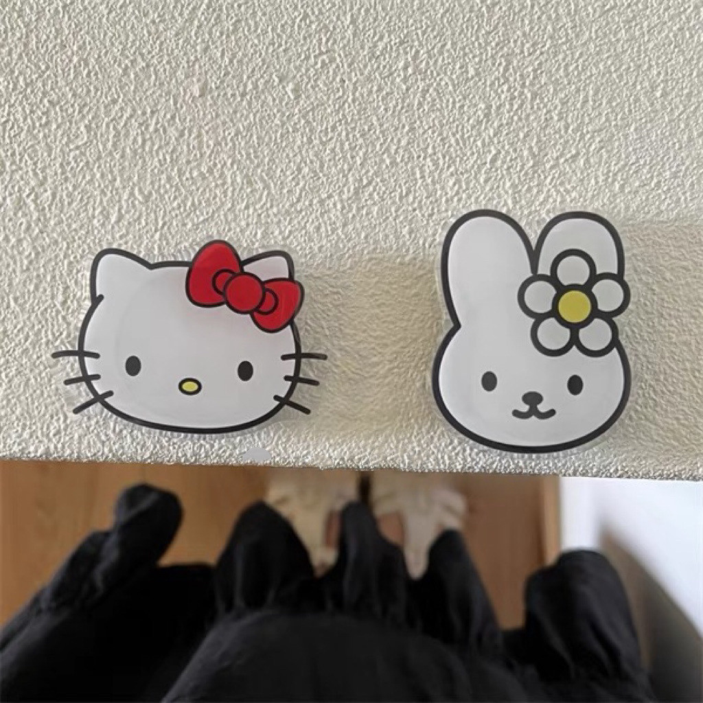 โฮมเมด ins คิตตี้น่ารัก Miffy กระต่ายโทรศัพท์มือถือถุงลมนิรภัยผู้ถือการ์ตูน Niche All-Match คนขี้เกียจไล่ละครกลับสติกเกอร์ 3M กรอบรองรับ