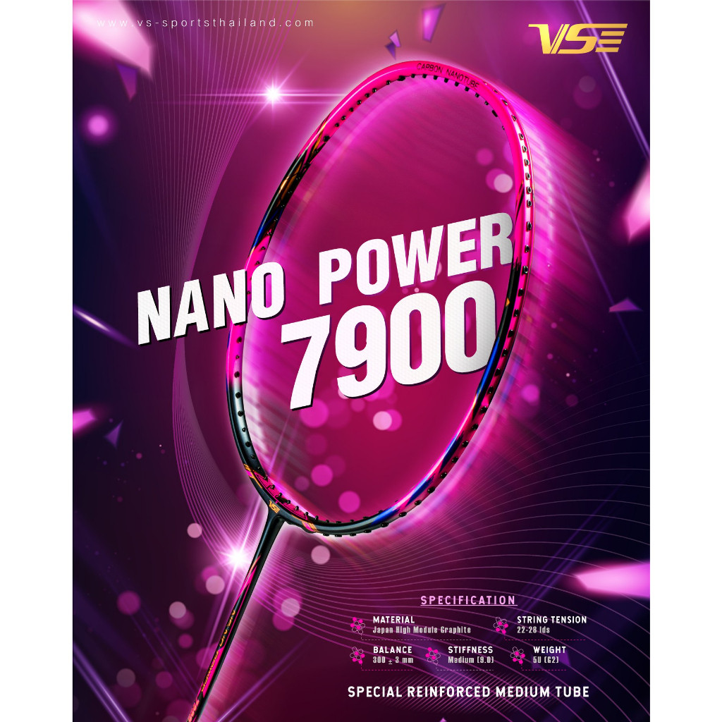 VS ไม้แบดมินตัน รุ่น NanoPower 7900 5U แถมกริปคละสี+เอ็น+ซอง *ขึ้นเอ็น กรุณากดที่ตัวเลือกขึ้นเอ็นเท่านั้น* - รูปที่ 7