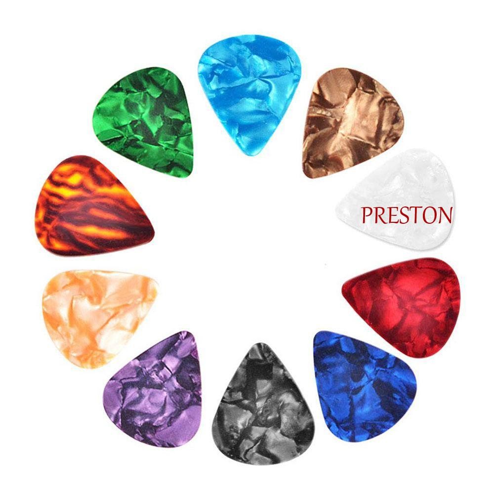 Preston 10 ชิ้นกีตาร์ Plectrum กีตาร์ Celluloid Picks Mediator กีตาร์อะคูสติกสามเหลี่ยมเบสกีตาร์ไฟฟ้าอะไหล่