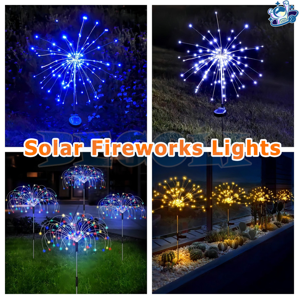 พลังงานแสงอาทิตย์ดอกไม้ไฟโคมไฟกลางแจ้ง ไฟตกแต่งคริสต์มาสและปีใหม่ 90/120 LED สำหรับสวนสนามหญ้า light