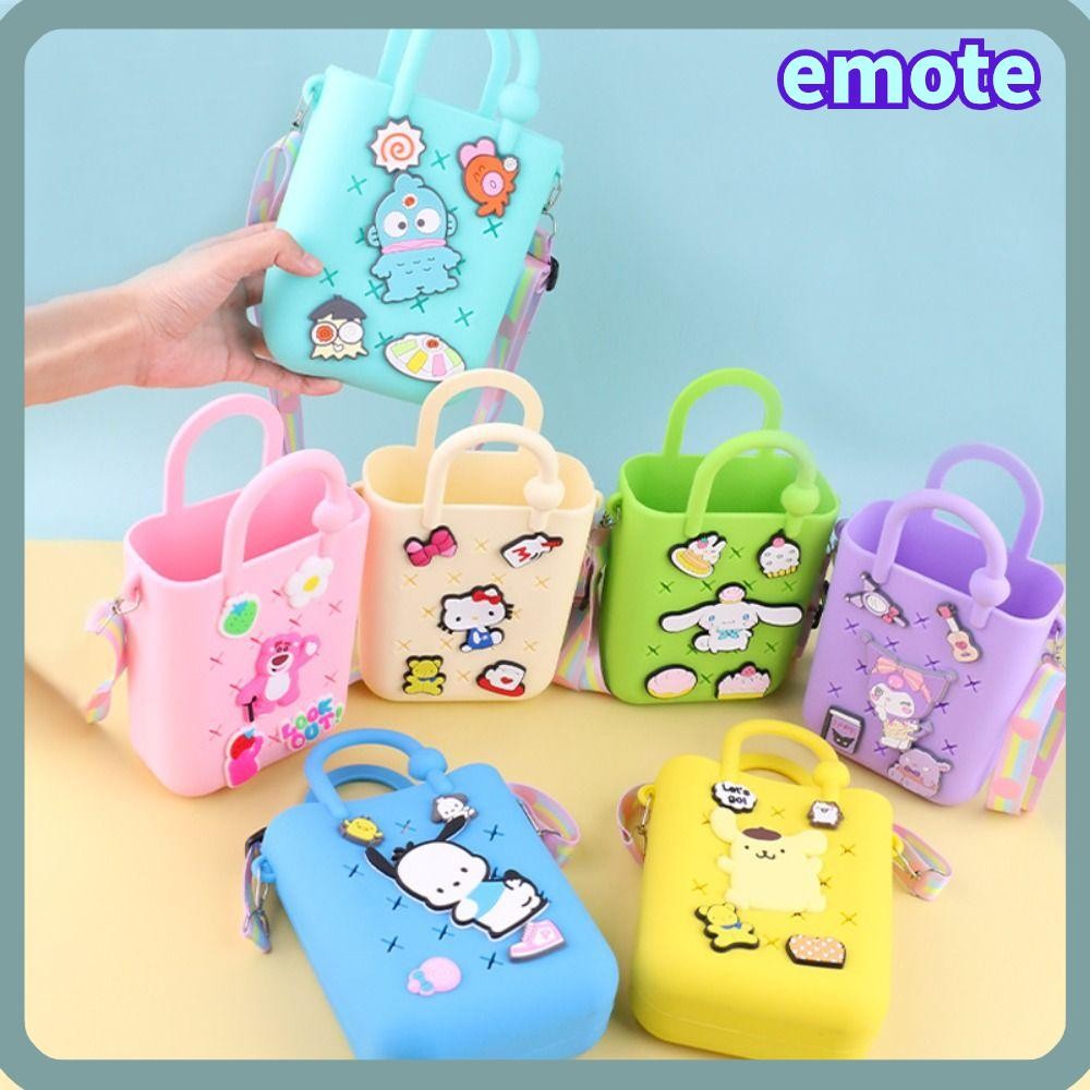 Emote Hole Tote Bag, DIY Hole Mini Beach Bag,แฟชั่นกระเป๋าถือยางกันน้ําผู้หญิง