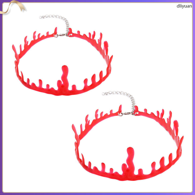 2 ชิ้นสร้อยคอคอฮาโลวีนเครื่องแต่งกายอุปกรณ์เสริม Blood Party Dress น่ากลัว Bloody Torque dliyuan