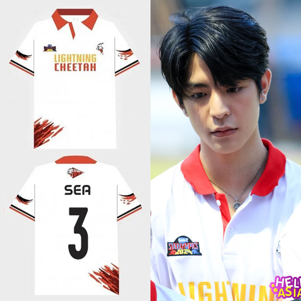 2024 Gmmtv STARLYMPICS LIGHTNING CHEETAH คุณภาพสูง Jersey สีแดงโปโลคอทีมสมาชิกแขนสั้นเสื้อกีฬาลําลองด้านบนสบาย Breathable 4X100 Polo Sport Jersey