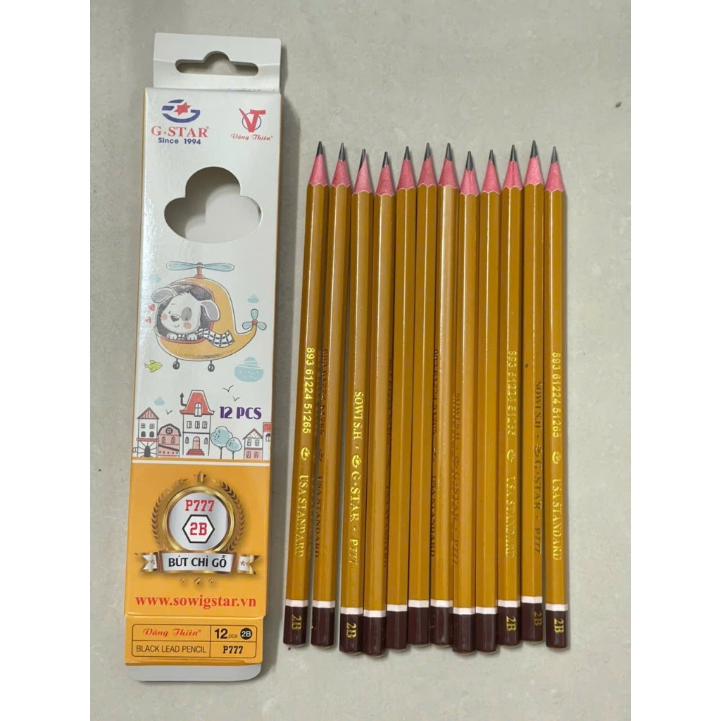 12 2B gstar P777 ดินสอไม้ (2B-3B-4B-5B-6B) ดินสอสีเข้ม เหลาง่าย ไม่แตกง่าย