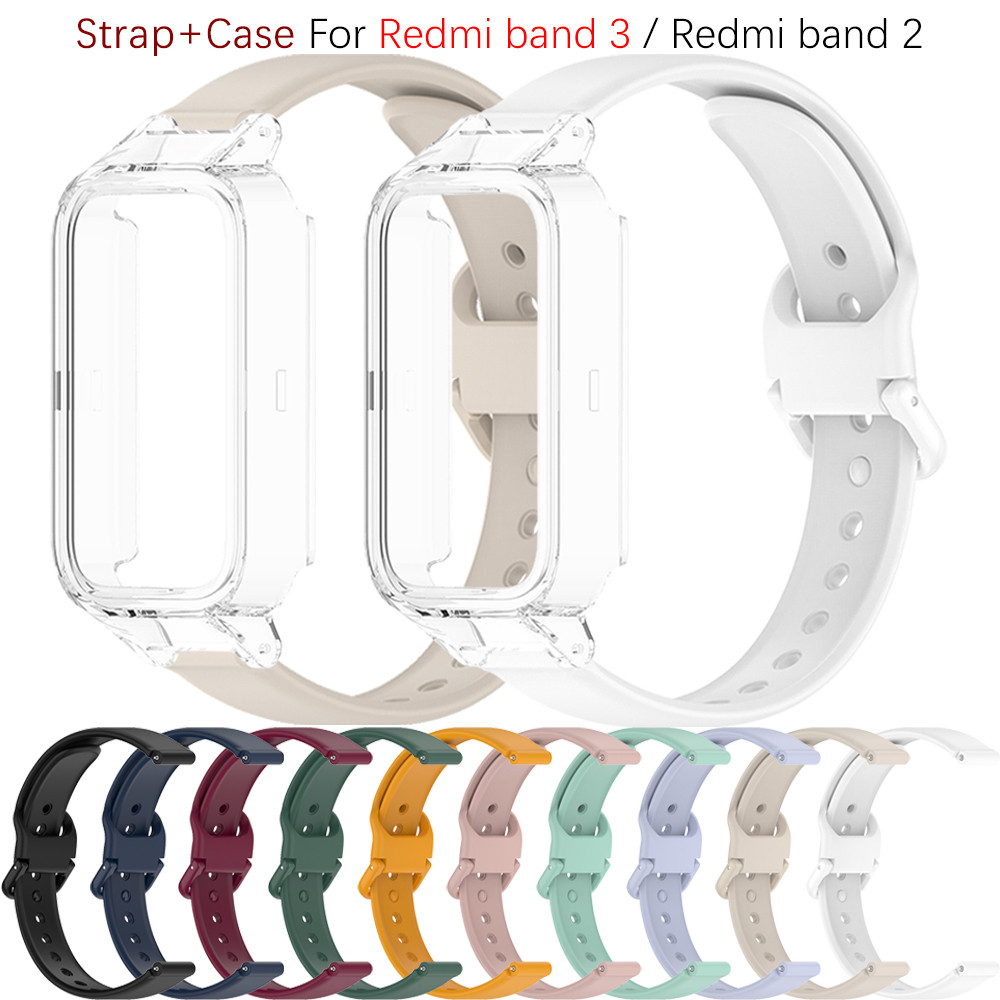 สายรัดข้อมือซิลิโคนหัวเข็มขัดสีเดียวกันสำหรับ Xiaomi Smart Band 9 Active / 8 Active สร้อยข้อมือ Redmi smart band 3 / 2 เปลี่ยนชุดอุปกรณ์เสริม