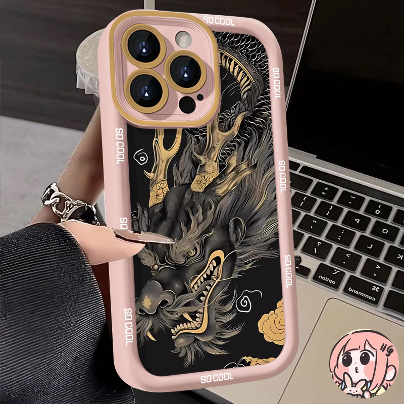 เคสลายมังกรสุดเท่สไตล์เรโทร เข้ากันได้กับ เคสไอโฟน 12 15 13 11 16 14 Pro Max 16 6 8 7 6s Plus XR X XS Max SE 2020เคส TPU