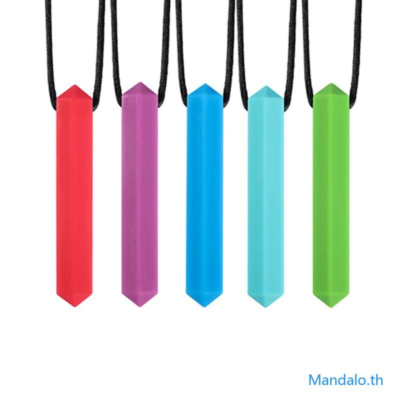 Mandalo.th สวมใส่ยางซิลิโคนฟัน Sensory Chewing ของเล่นจี้ทําความสะอาดง่าย Sensory Chew สร้อยคอ Teeth