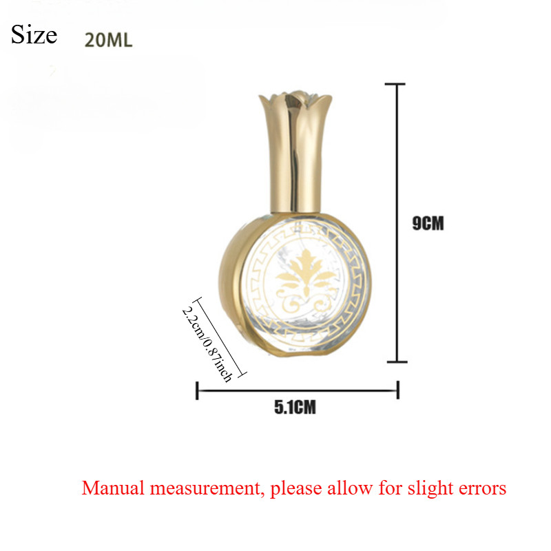 20ml Gold Glass สเปรย์น้ําหอม Bottl Fine Mist รอบเครื่องสําอางขวดเปล่ารีฟิลสําหรับการเดินทาง