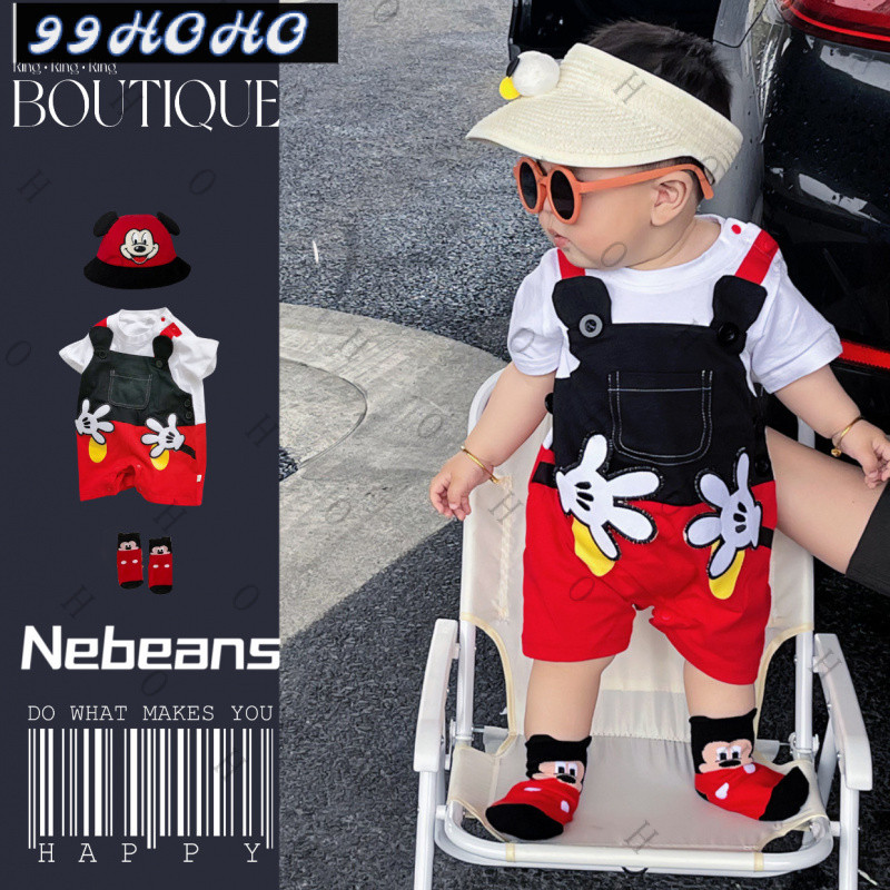 3-6-9-december การ์ตูนสไตล์ปาล์ม Kiki แขนสั้น Jumpsuit ชายหญิงเด็กฤดูร้อน Romper Romper