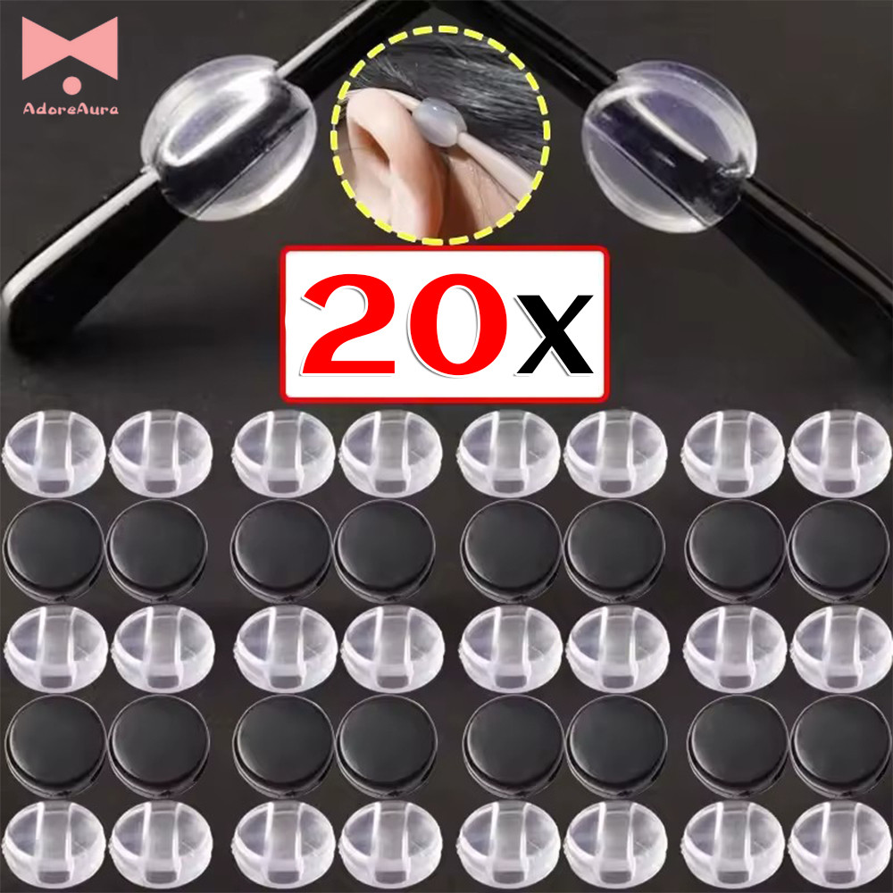 10คู่ซิลิโคนตะขอรีเทนเนอร์,แว่นตาจับหูสําหรับแว่นตาลื่น | เคล็ดลับวัดกันลื่นพร้อมรูรับแสง 1.5 มม. (สีดํา/สีขาว)