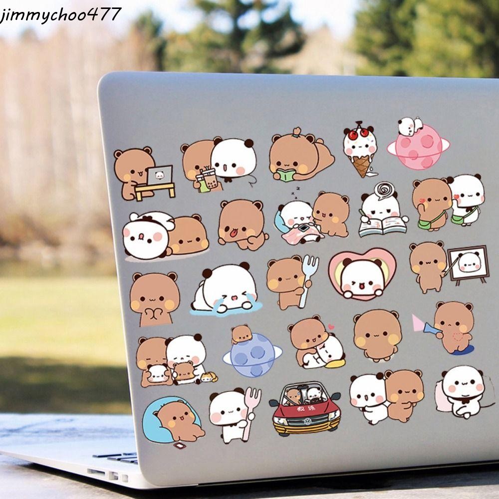 JIMMYCHOO Bubu และ Dudu สติ๊กเกอร์กราฟฟิตี้กันน้ํา หมีสติ๊กเกอร์ DIY คู่, สัตว์น่ารักการ์ตูน Self-กา