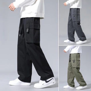 กางเกงทำงาน Man's Leisure Multi Pocket Workwear กางเกงทำงานกระเป๋าความจุขนาดใหญ่สไตล์สตรีทตรง
