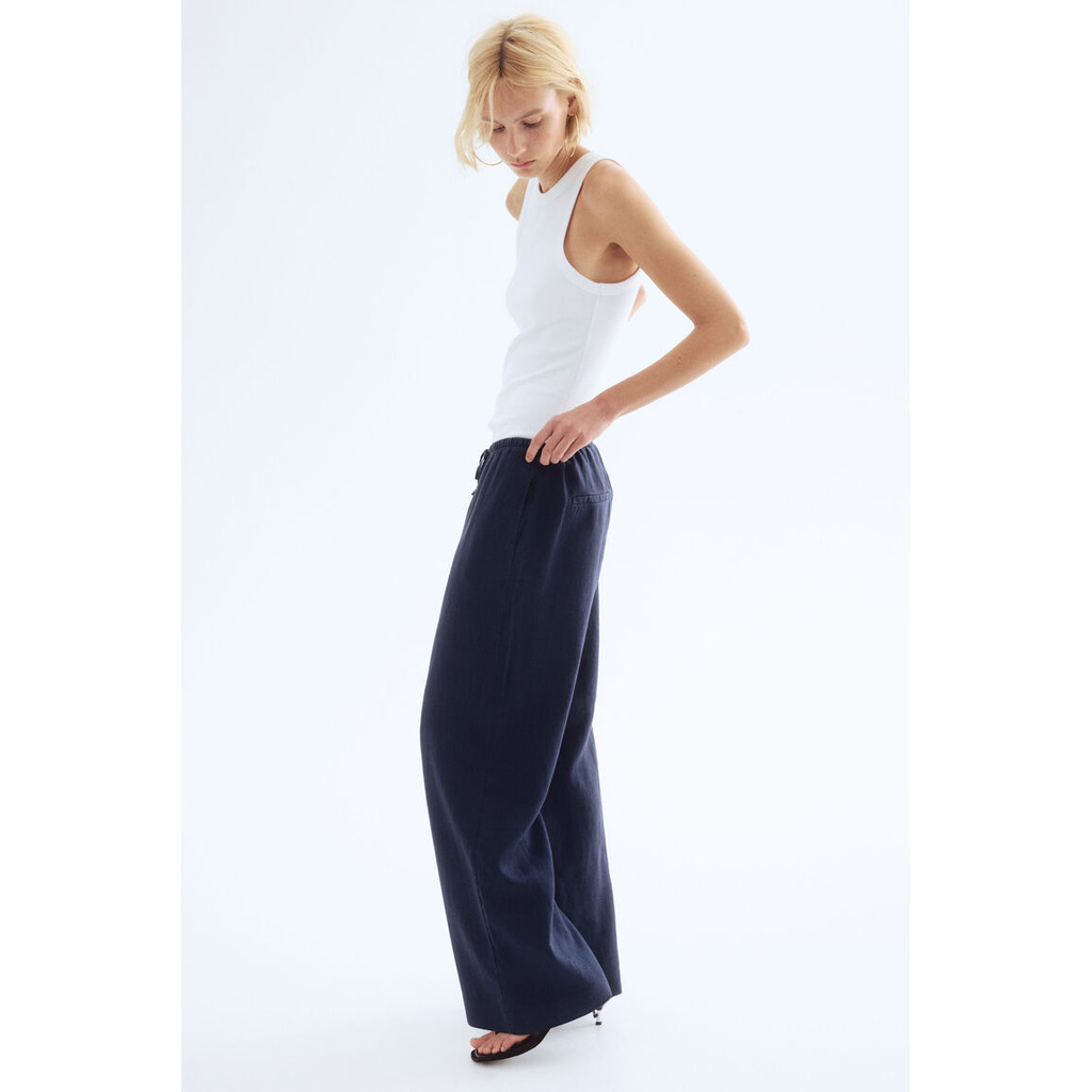 H&M(เอชแอนด์เอ็ม) กางเกงยาวผ้าลินินแบบมีเชือกรูด ผู้หญิง 1259079_1