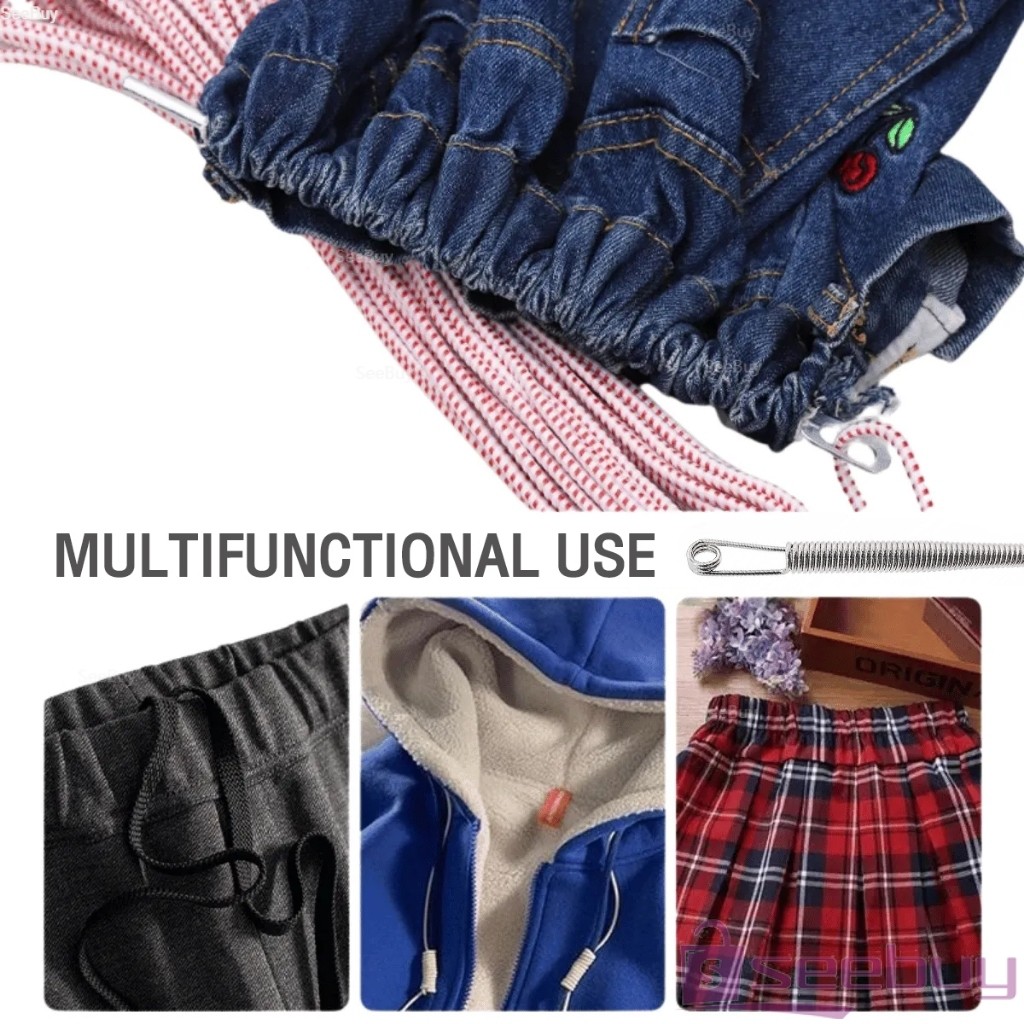 SUY สปริงเข็มร้อยยางยืด เข็มร้อย  คลิปตะขอกลึงเชือก ดึงยางขอบกางเกง Rope Threading Tool - รูปที่ 2