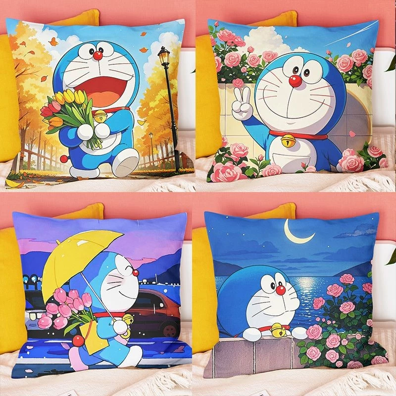 ปลอกหมอนโดราเอมอนลายการ์ตูนสีฟ้า