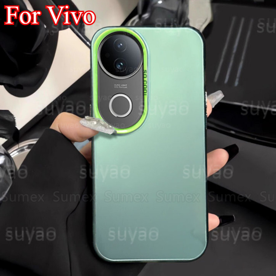 แฟชั่นmatte Hardเคสโทรศัพท์สําหรับVivo V50 5G Candyสีทึบปลอกธรรมดาป้องกันกล้องกันกระแทกVivoV50 Vevo 