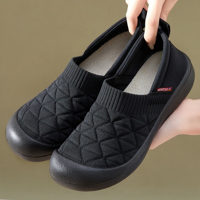 Cadia ฤดูใบไม้ผลิฤดูร้อนสไตล์ใหม่เก่าปักกิ่งรองเท้าผ้าผู้หญิงBreathable Anti-Slip Slip-Onรองเท้าแม่All-match Soft-soled