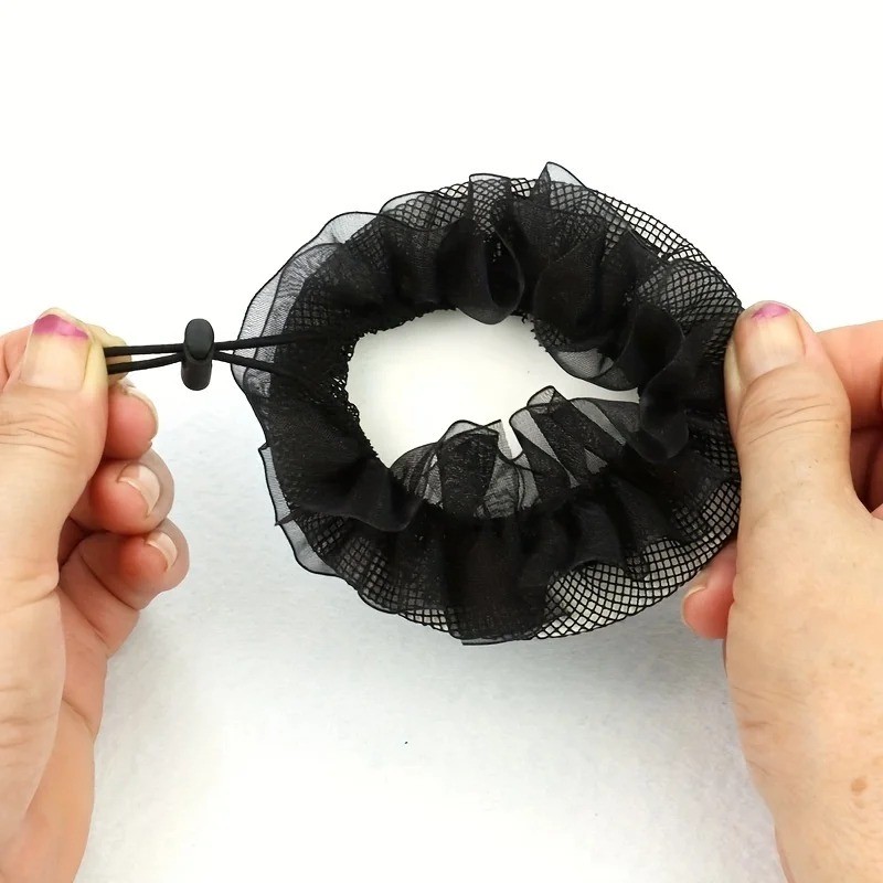 5ชิ้นที่มองไม่เห็นตาข่ายคลุมผมที่มีขอบลูกไม้ยืดหยุ่น-บัลเล่ต์เต้นรํา ชม. หูฟัง-ลูกชิ้นบอลหัวสุทธิ-สําหรับพยาบาล, นักบัลเล่ต์-เชือกเชือก เปาฟา สุทธิ-สีดําผมแห - รูปที่ 5