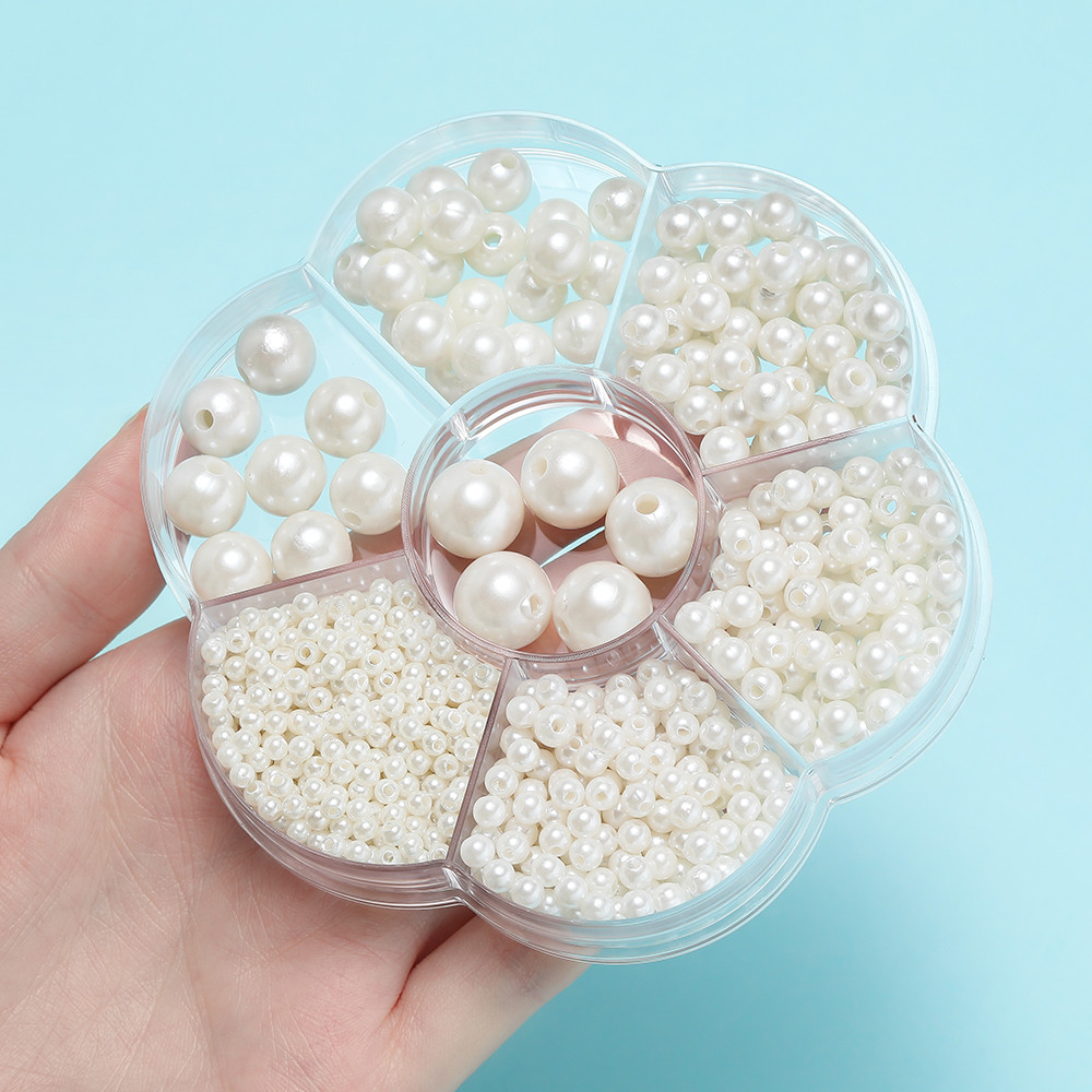 St. kunkka 893 ชิ้น ABS เลียนแบบไข่มุกชุดไข่มุกสีขาว Beige Pearl สําหรับเครื่องประดับ DIY สร้อยคอสร้อยข้อมือทํา