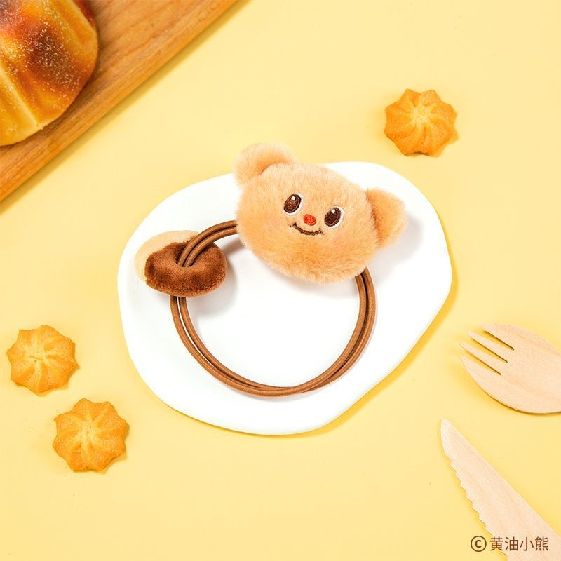 LLG777ความยืดหยุ่นปานกลาง ยางรัดผมผ้าขนฟู Butterbear คลิปผม อุปกรณ์เสริมผมน่ารัก ปิ่นปักผม✨ - รูปที่ 3