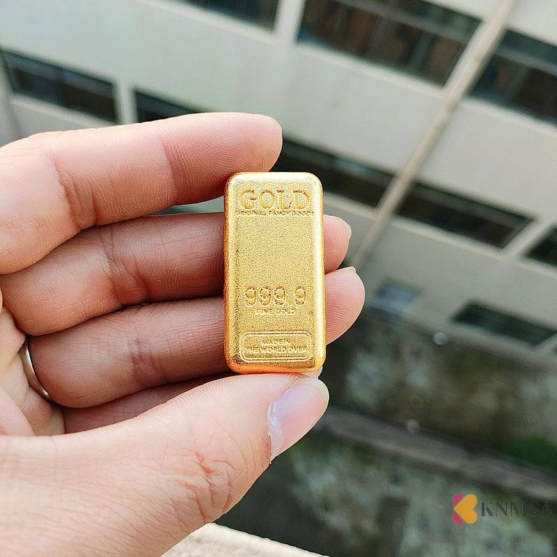 KNMSA] เลียนแบบทองบาร์ทองเหลืองปลอม Gold Block Craft Collection ของขวัญ Home Office Lucky Feng Shui ตกแต่งการถ่ายภาพ Props ศนแกะ