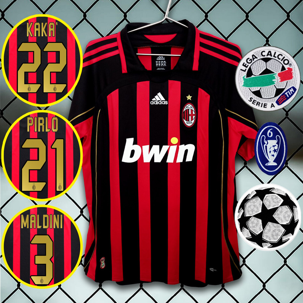 เสื้อ AC Milan Retro ฤดูกาล 2006-2007 เกรดฝึกซ้อม ขนาดเอเชีย S-4XL สามารถพิมพ์ชื่อและเลขได้