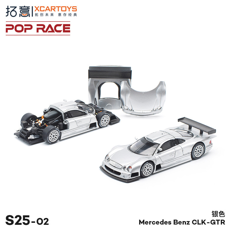 Tuoyi POPRACE 1: 64 Mercedes Benz CLK-GTR Benz Silver Alloy Model