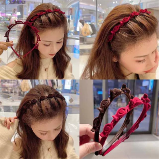 Flocked ผม Braided Hairband หญิง Simple หน้าผาก Noble ผมการ์ดผมหัก Finishing Artifact อารมณ์แถบคาดศีรษะ