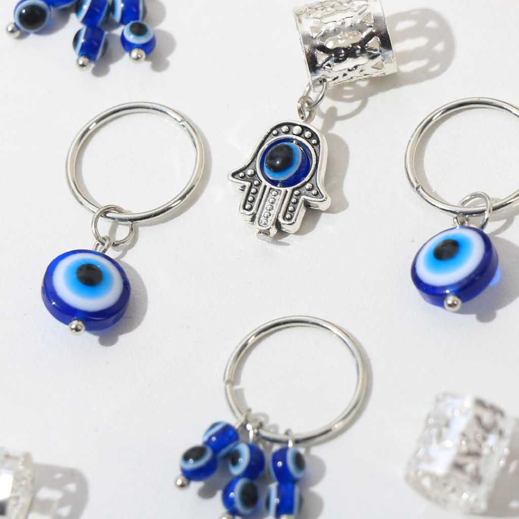 Zhengyou Evil Eye แหวนผม 16 ชิ้น Vintage อินเทรนด์อุปกรณ์เสริมผมชุดแฟชั่นวันหยุดของขวัญส่วนบุคคล Scrunchies