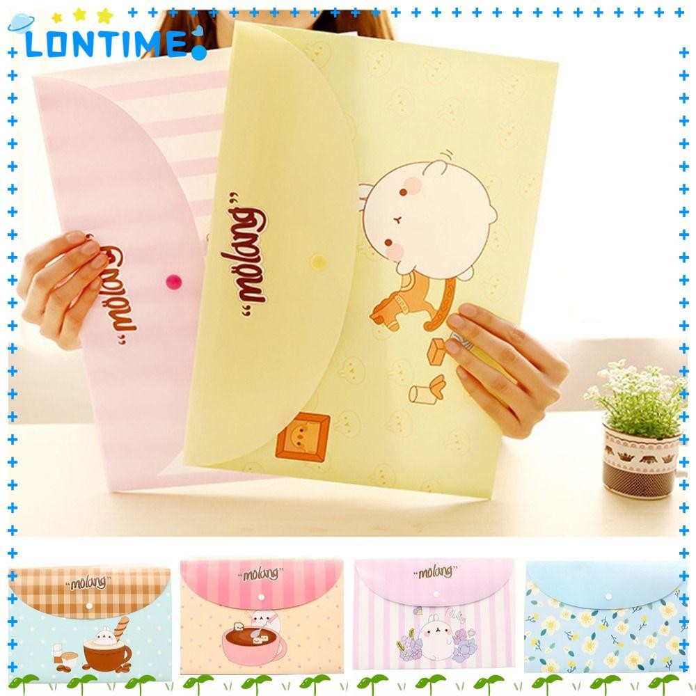 LONTIME Folder Snap, School Supplies PVC A4 File Bag, Gift Stationery Storage Bag