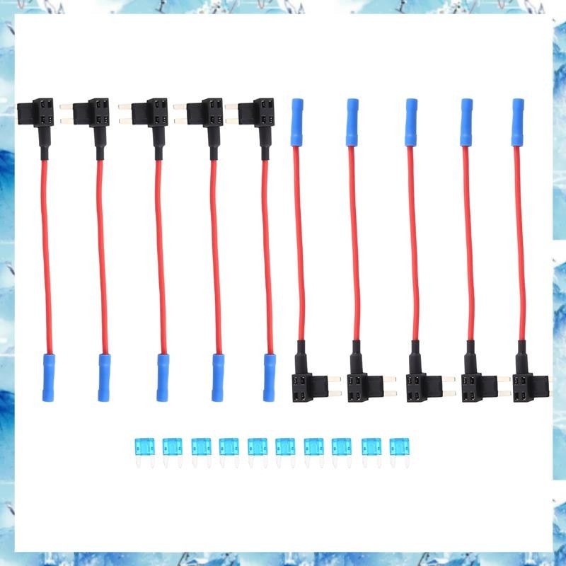 [ ] 10 แพ็ค - 12V รถฟิวส์ Add-a-cuit TAP อะแดปเตอร์ Mini Blade Fuse Holder
