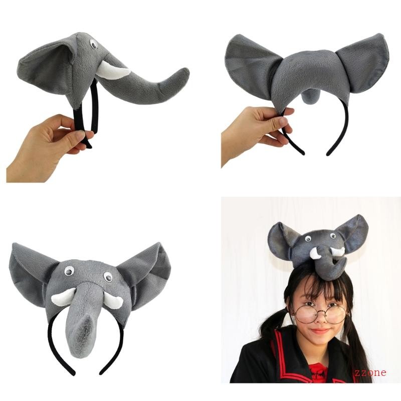 Zzz ฮาโลวีนช้าง Headbands ตลกช้าง Headwear ที่คาดผมการ์ตูน Hairbands วันเกิด Party