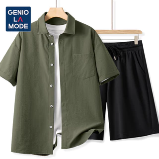 【ชุด】GENIO LAMODE เสื้อเชิ้ตกันแดดผ้าคูลล์ (Coolsense) แบบ Unisex ขนาด M-5XL Ice Silk ใช้ได้ทั้งงานและวันหยุด ยอดนิยมในไทย (ชุดเซตประกอบด้วยเสื้อเชิ้ตและกางเกงขาสั้น)