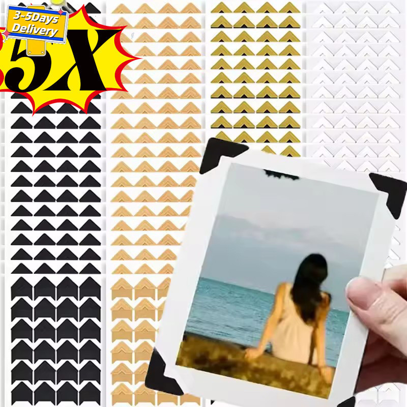 [3-5 วันมาถึง]5 ชิ้น Easy-Apply Photo Corners Self-Adhesive, Acid-Free สติ๊กเกอร์สมุดภาพสําหรับอัลบั้มงานแต่งงาน/โครงการ DIY, สีดําคลาสสิก