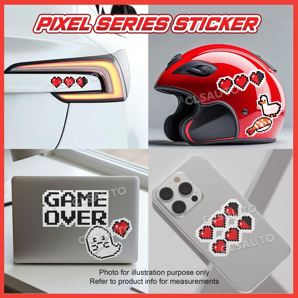 Pixel Series Sticker – Funny Cute for Car, Laptop & Phone Case - กันน้ํา, Weatherproof